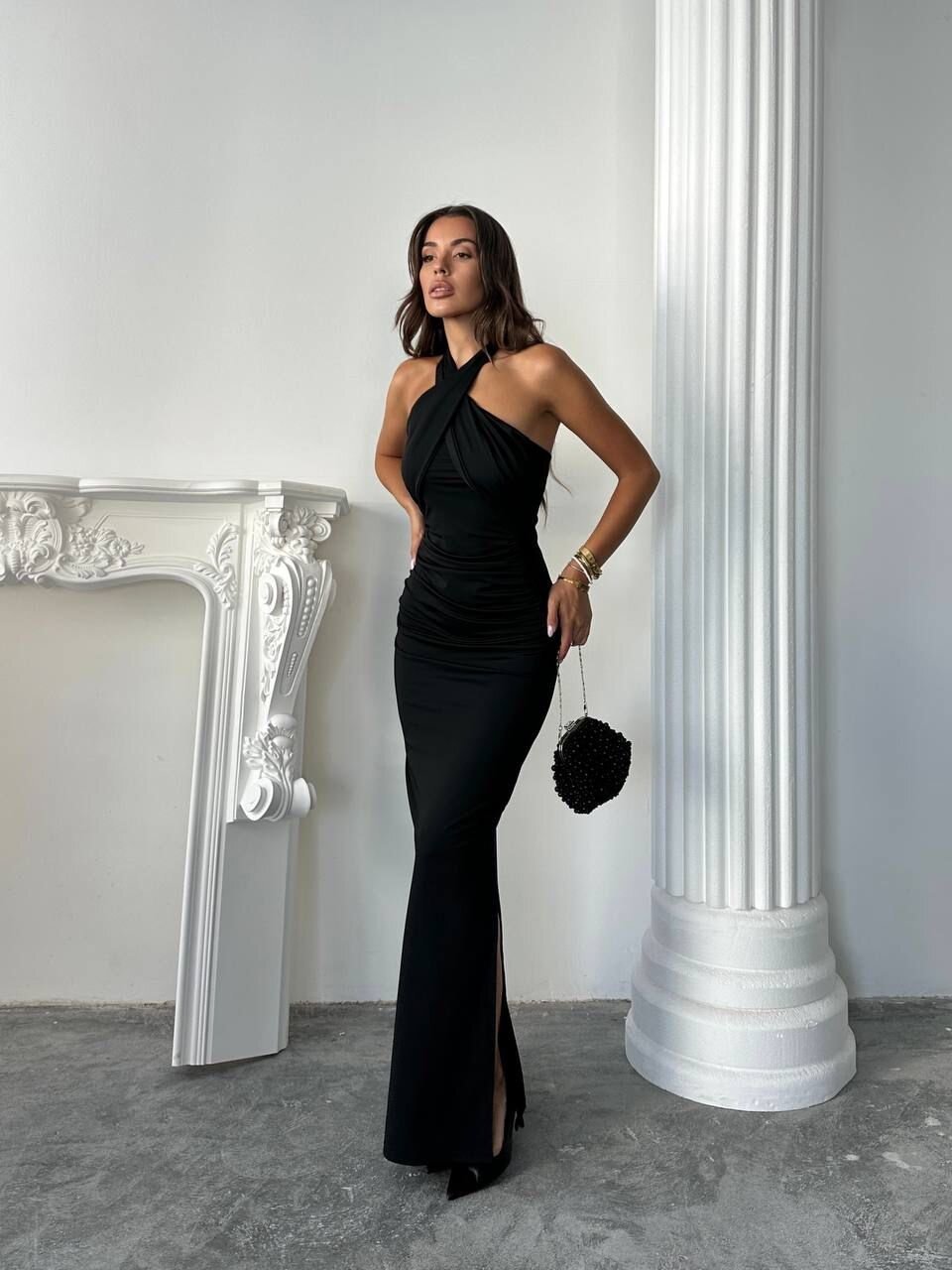 BOYUNDAN BAĞLAMALI ELBİSE