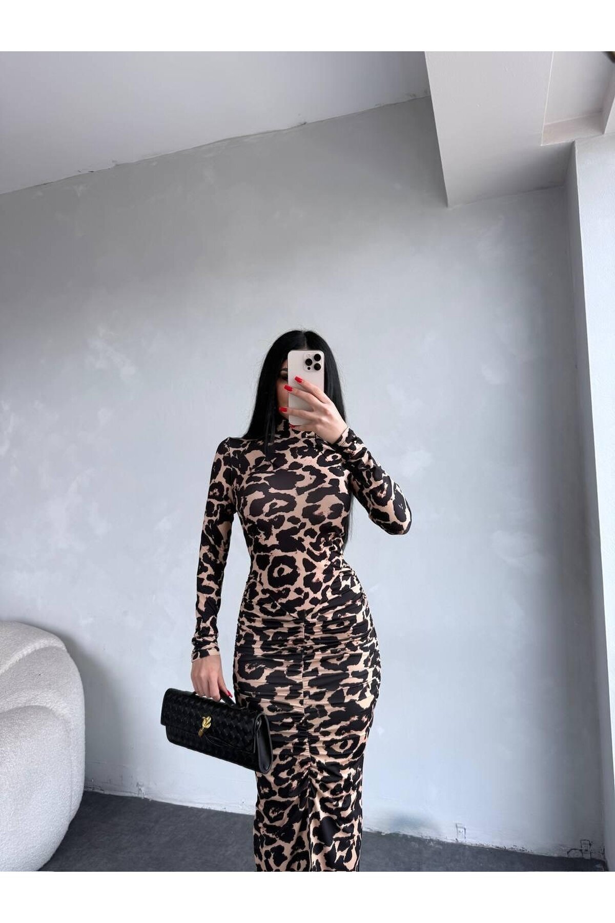 DRAPPE YIRMAÇLI MAXİ ELBİSE