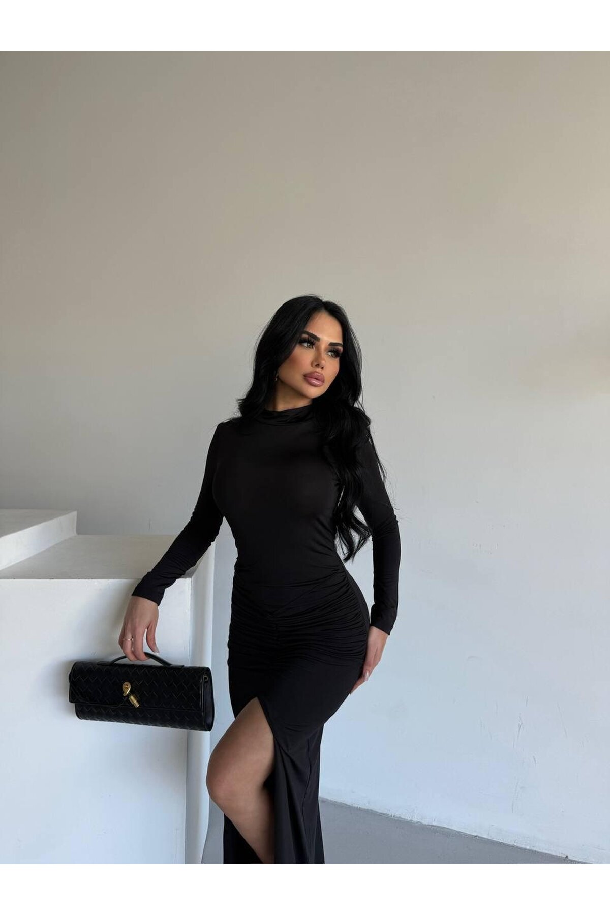 DRAPPE YIRMAÇLI MAXİ ELBİSE