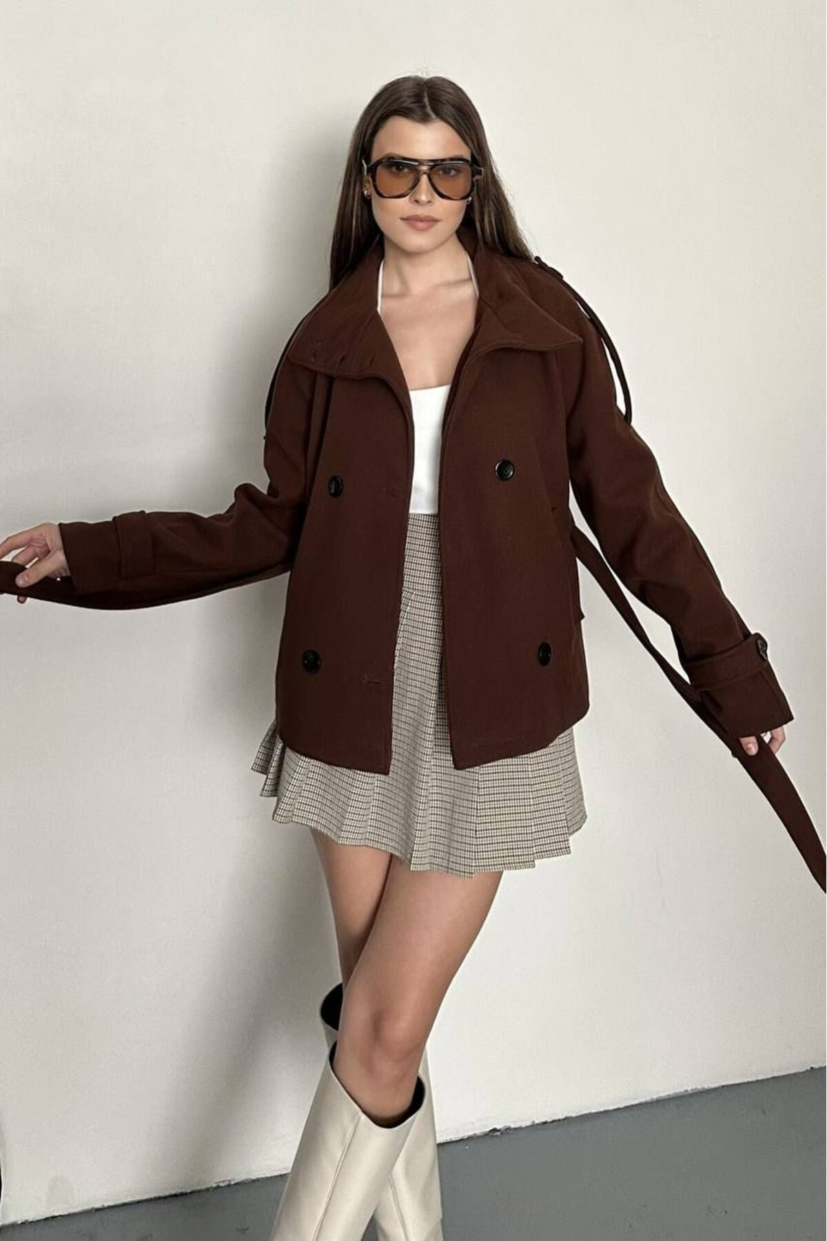 DÜĞMELİ KUŞAKLI KAŞE KISA KABAN