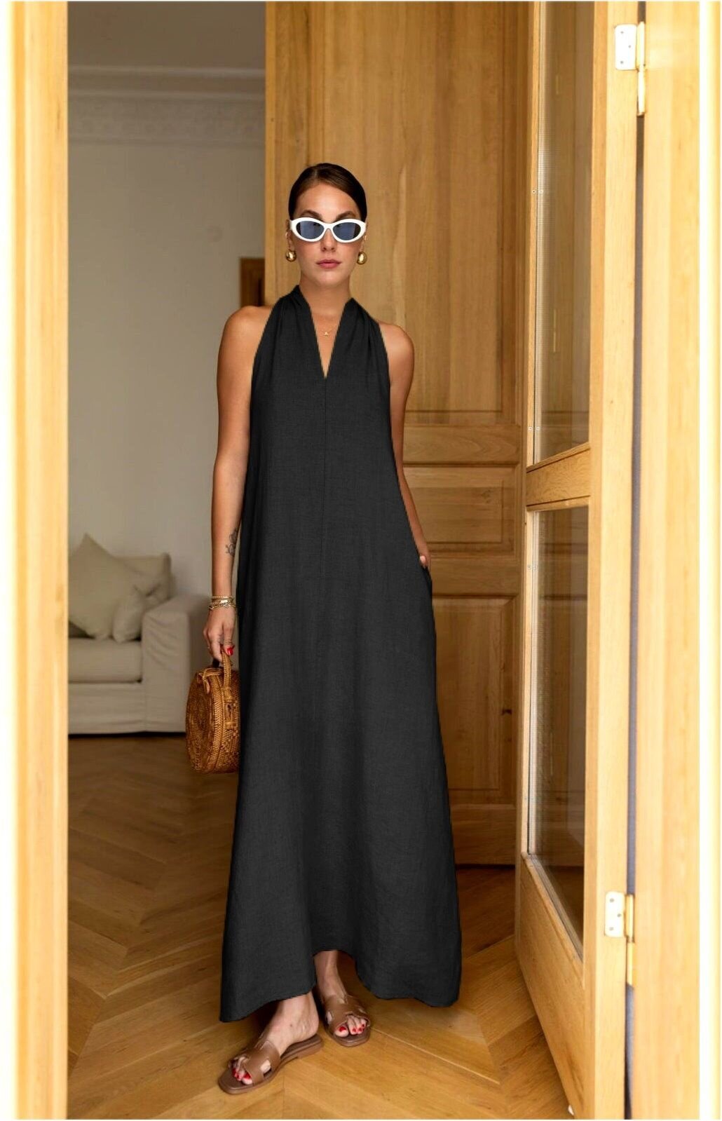 V Yaka Paraşüt Elbise