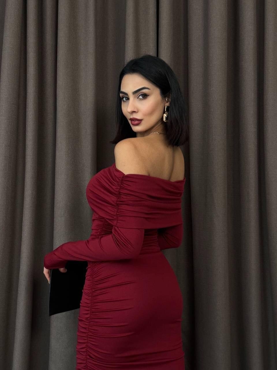 Tül Detaylı Straplez Elbise