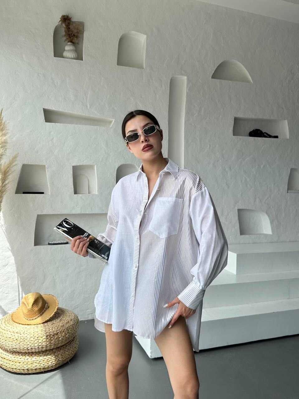 Oversize Çizgili Gömlek