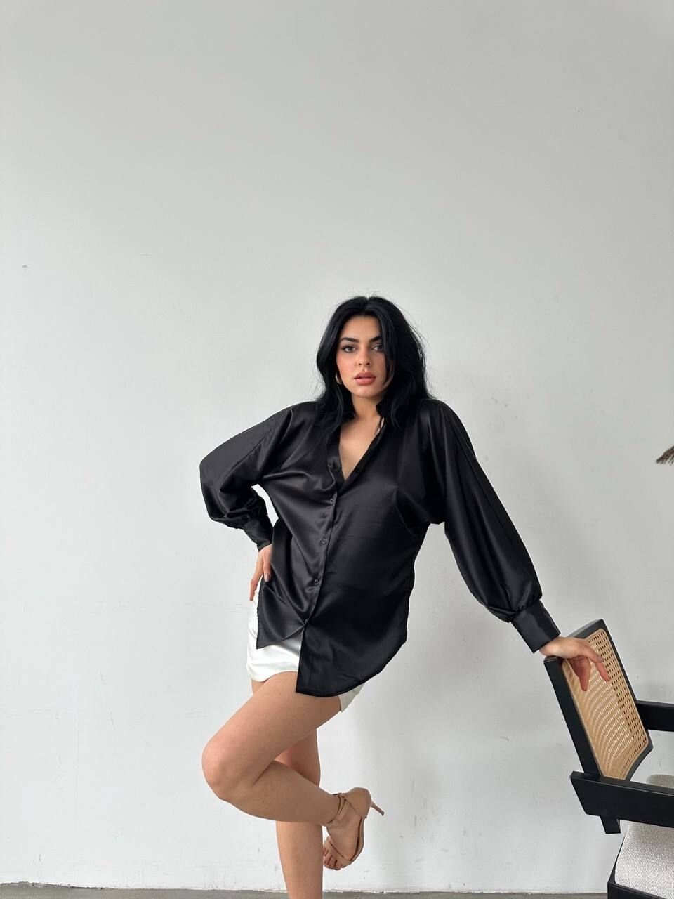 Dökümlü Saten Gömlek