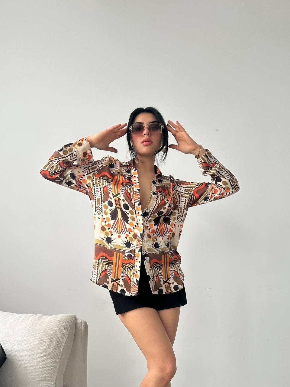 Desenli Oversize Gömlek