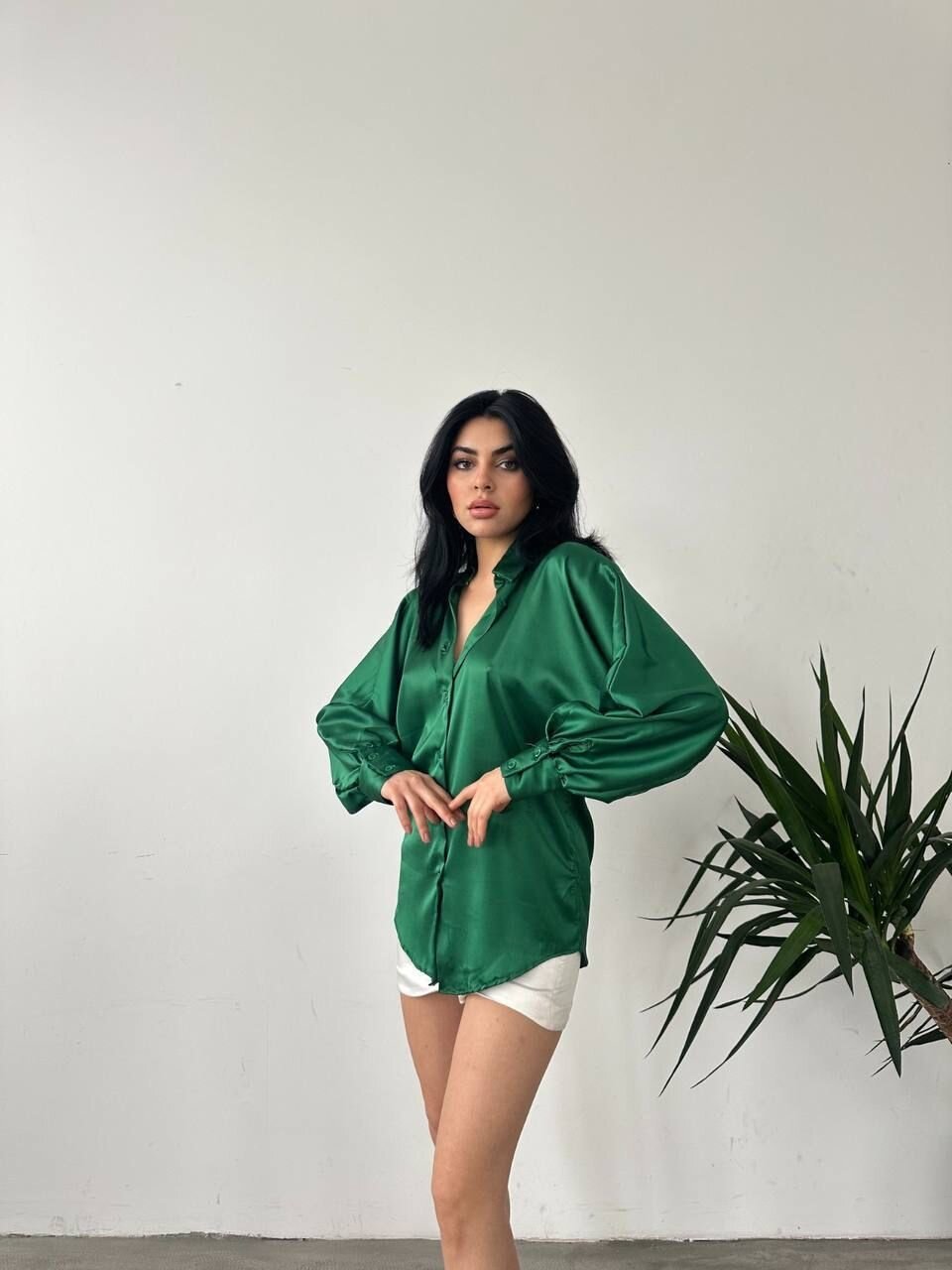 Dökümlü Saten Gömlek
