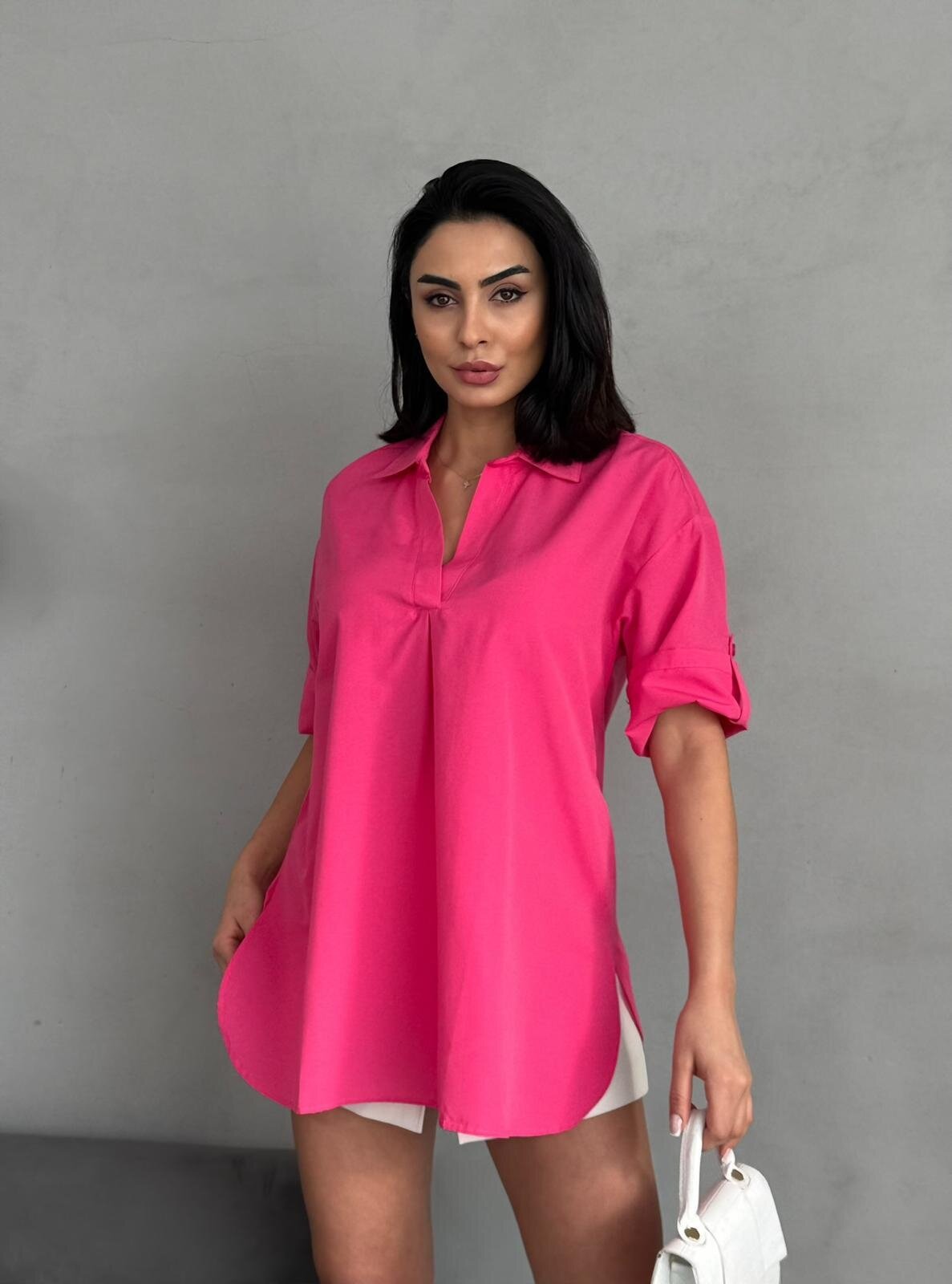 Yırtmaç Detaylı Tunik Gömlek