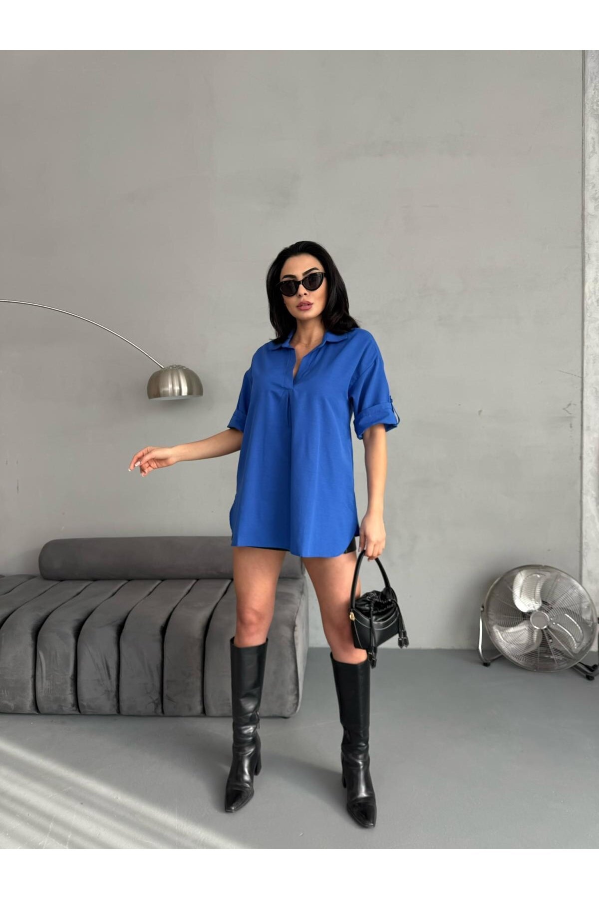 Yırtmaç Detaylı Tunik Gömlek