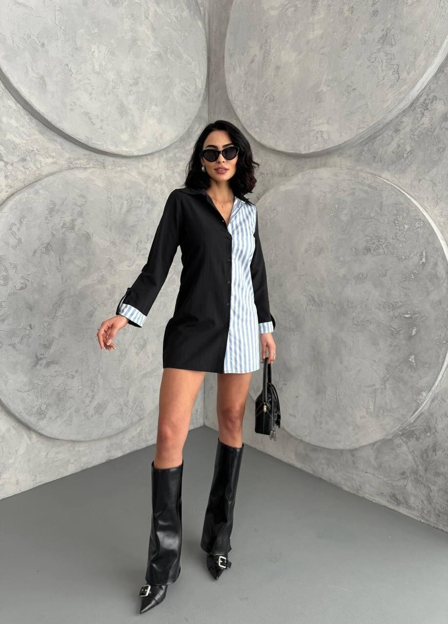 Çift Renk Tasarımlı Gömlek Elbise