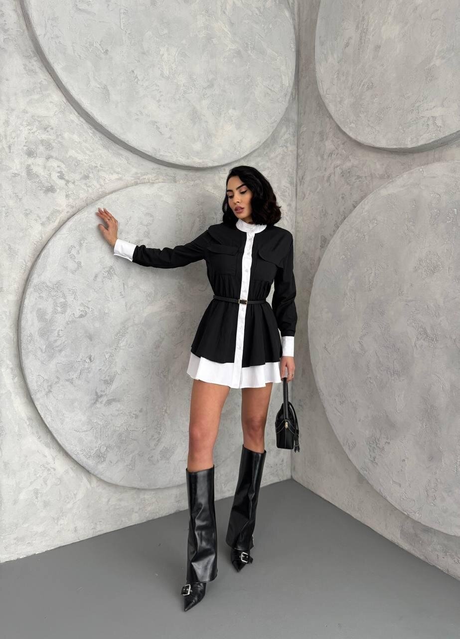 Kemer Detaylı Gömlek Elbise