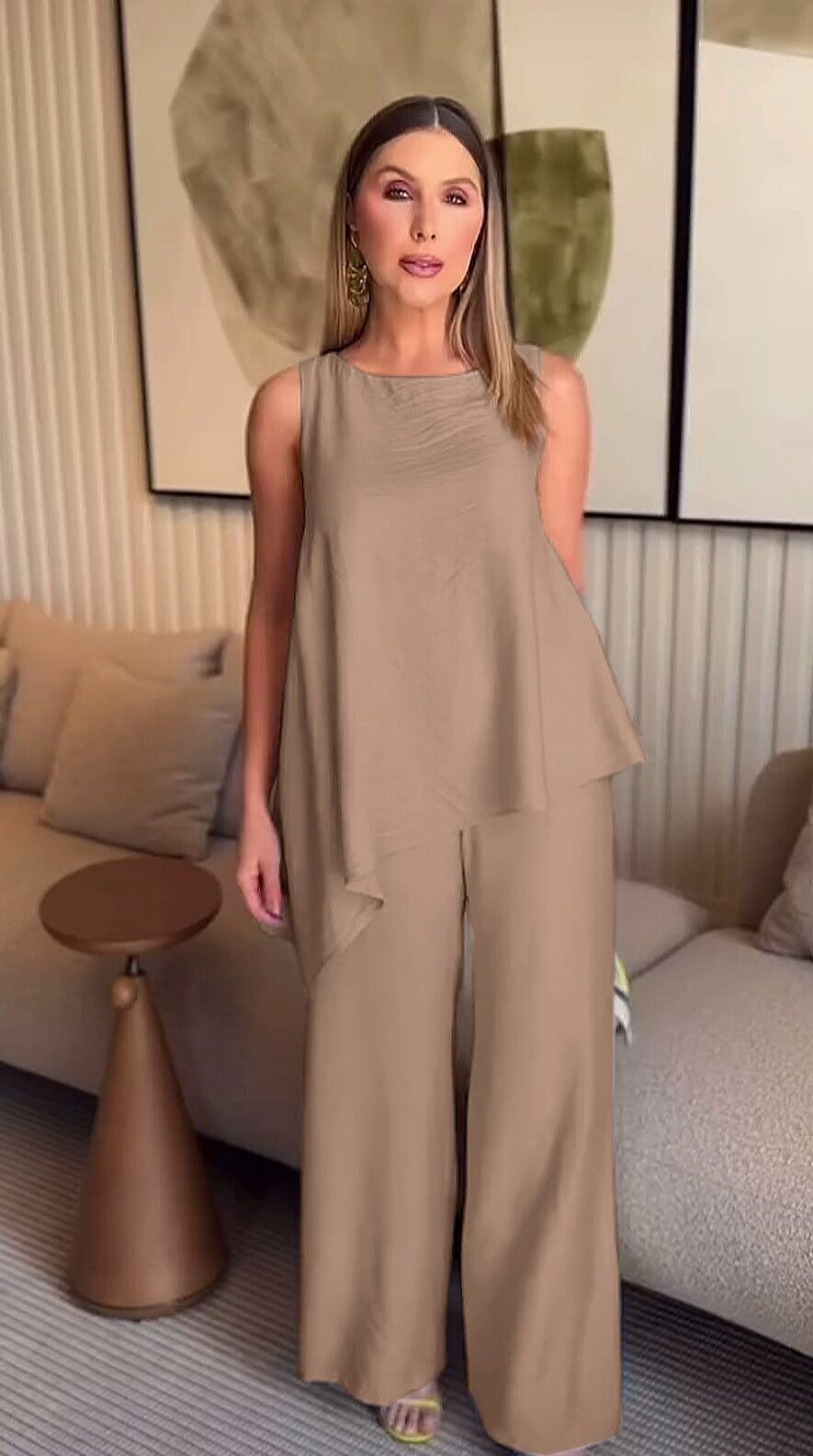 Asimetrik Bluz & Pantolon İkili Takım