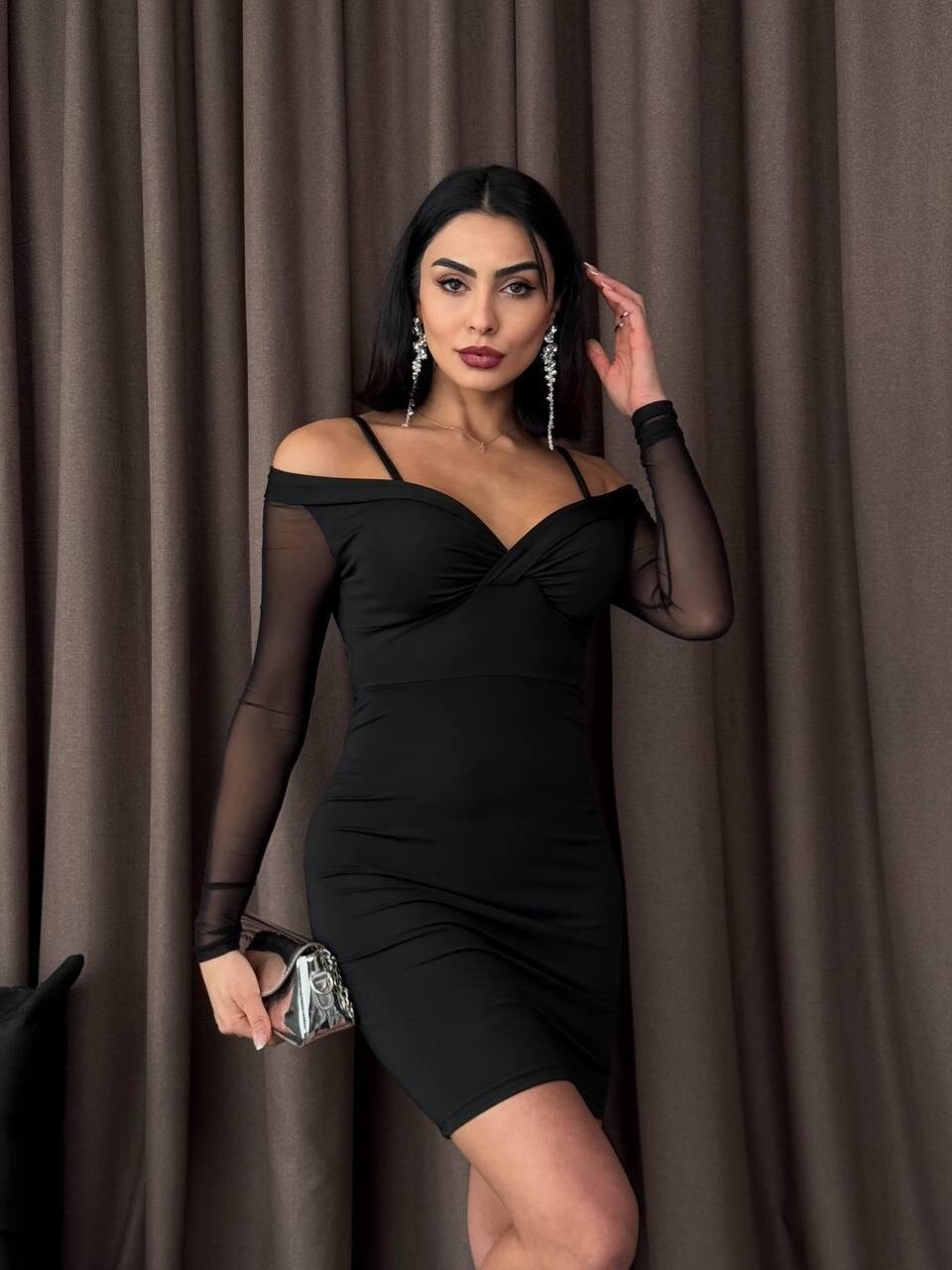 Omuz Detaylı Mini Elbise