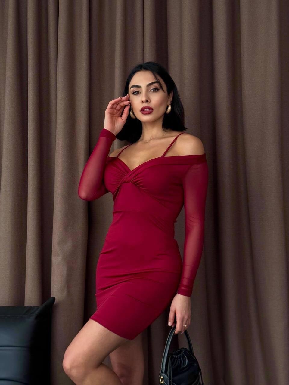 Omuz Detaylı Mini Elbise