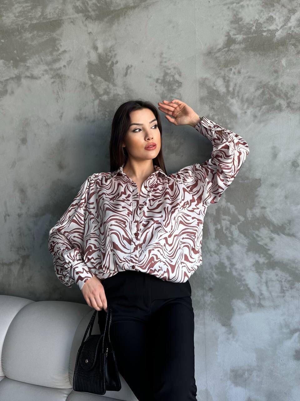 Desenli Dökümlü Saten Gömlek