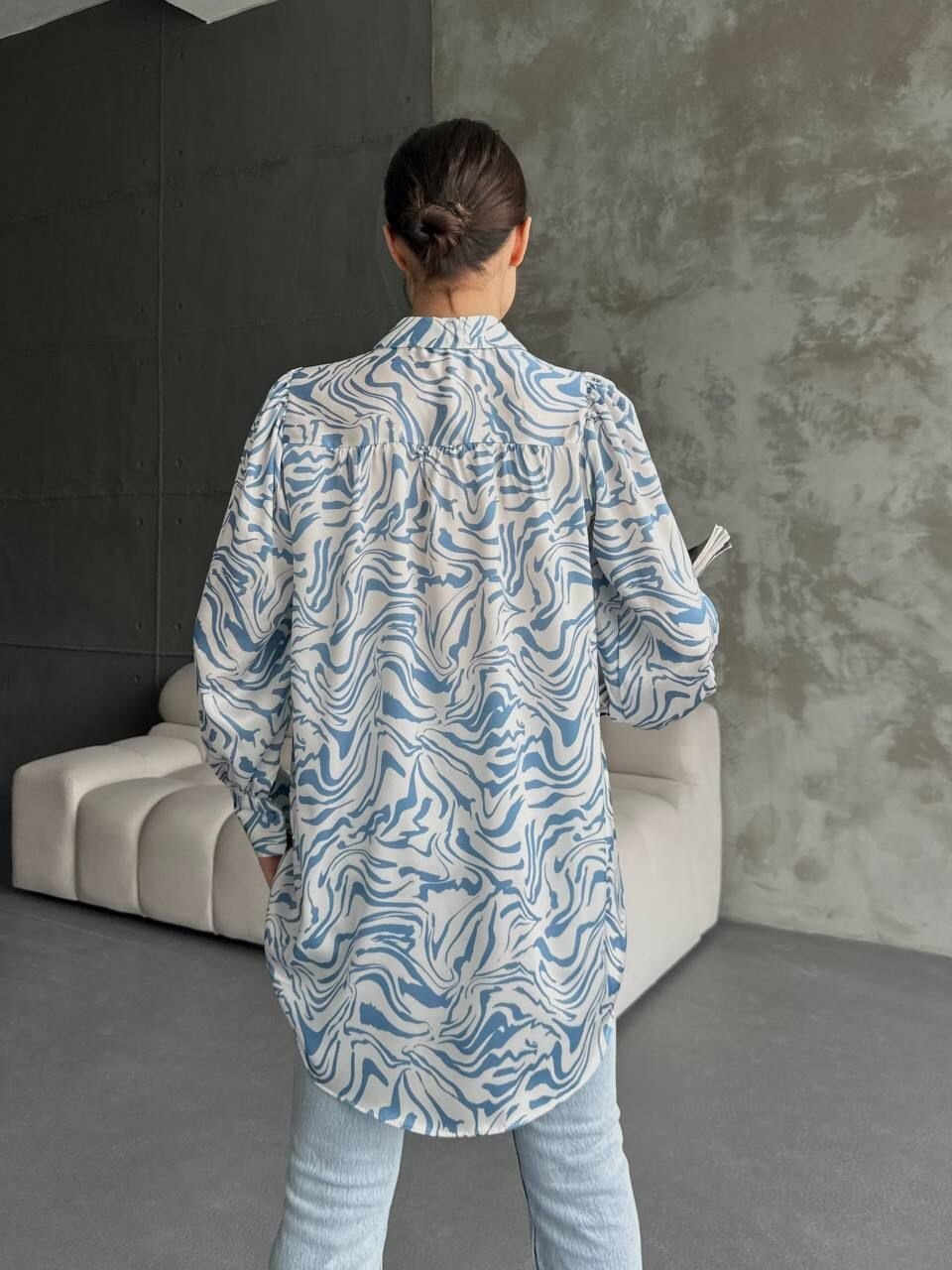 Desenli Dökümlü Saten Gömlek