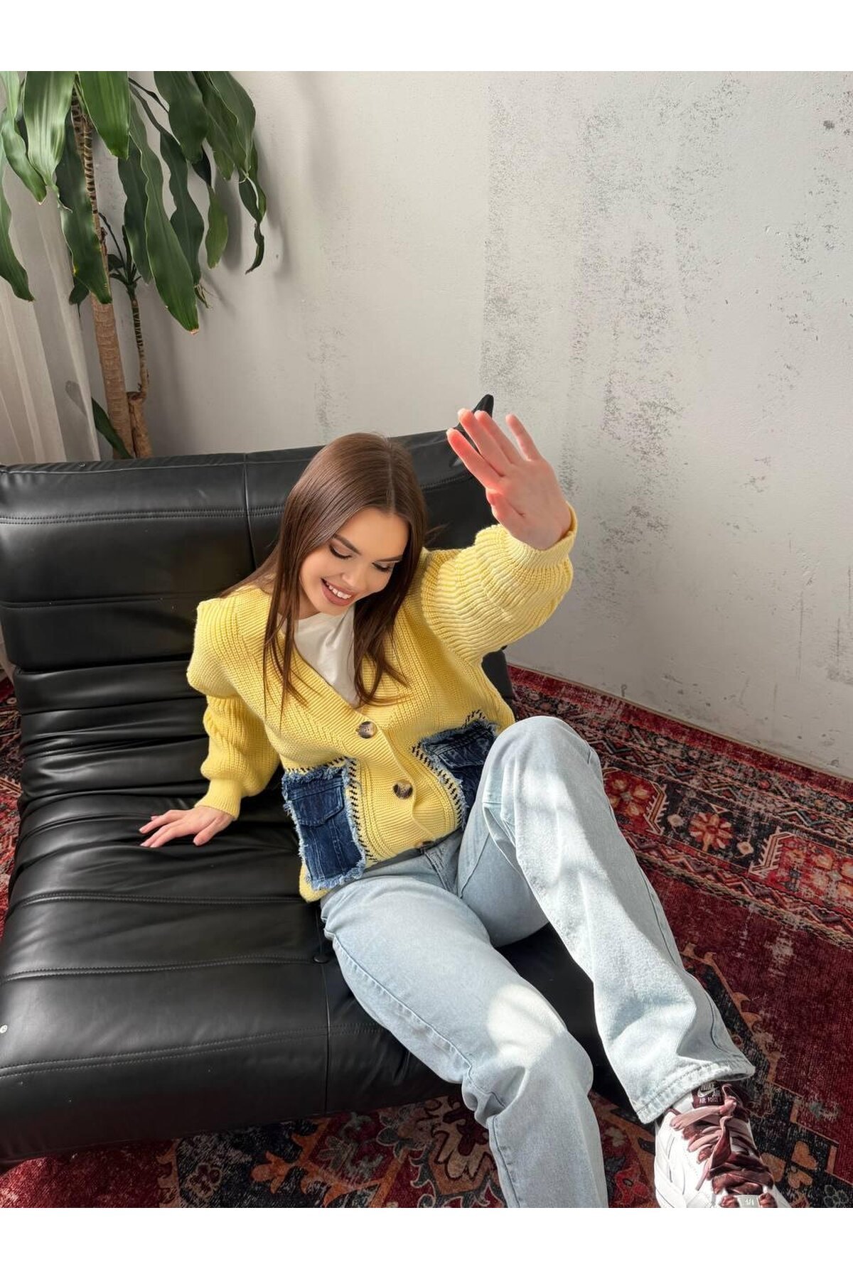 TRİKO DENİM CEPLİ HIRKA