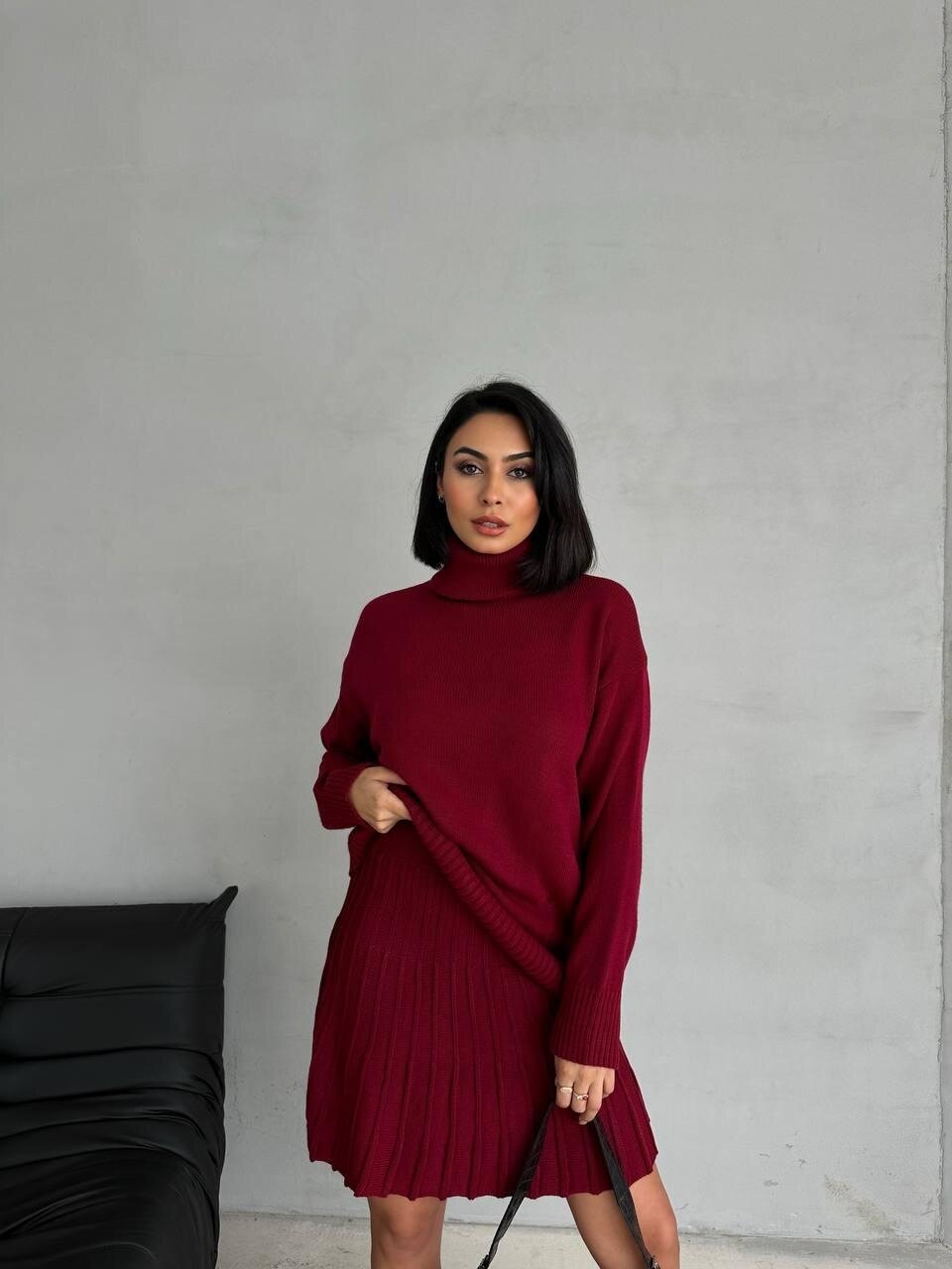 Balıkçı Yaka Kazak Etek İkili Takım