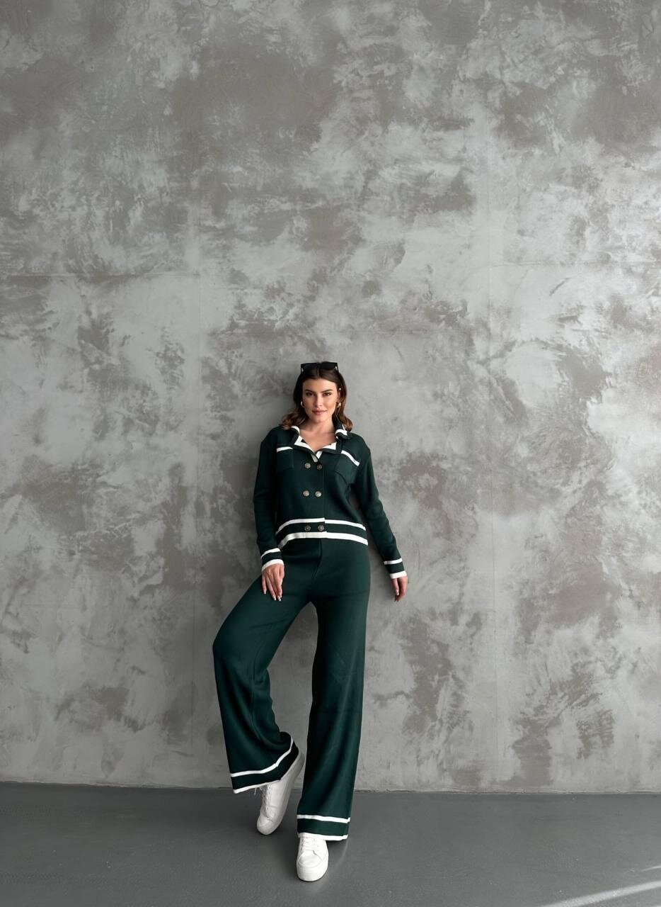 Şerit Detaylı Hırka Pantolon İkili Takım