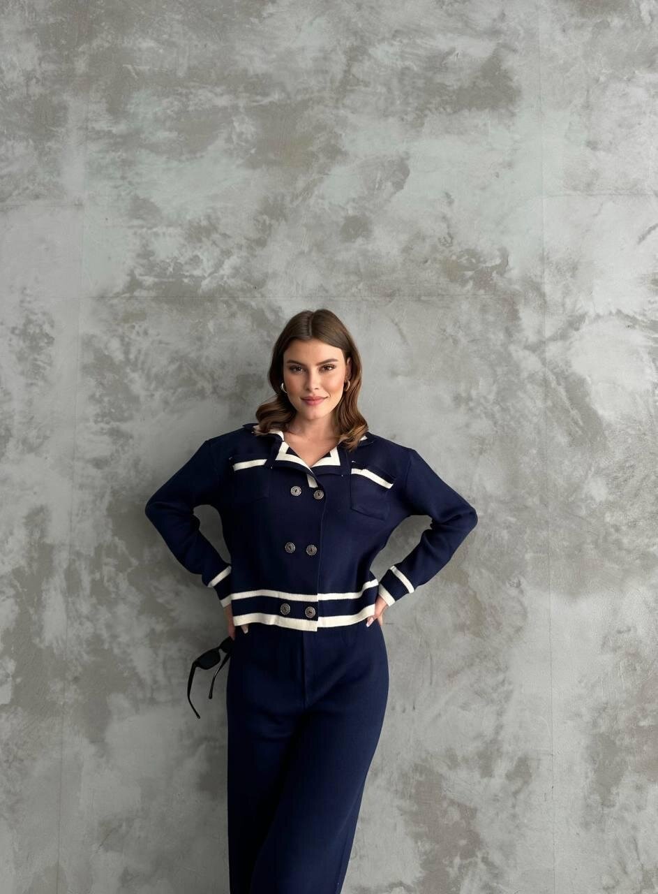 Şerit Detaylı Hırka Pantolon İkili Takım