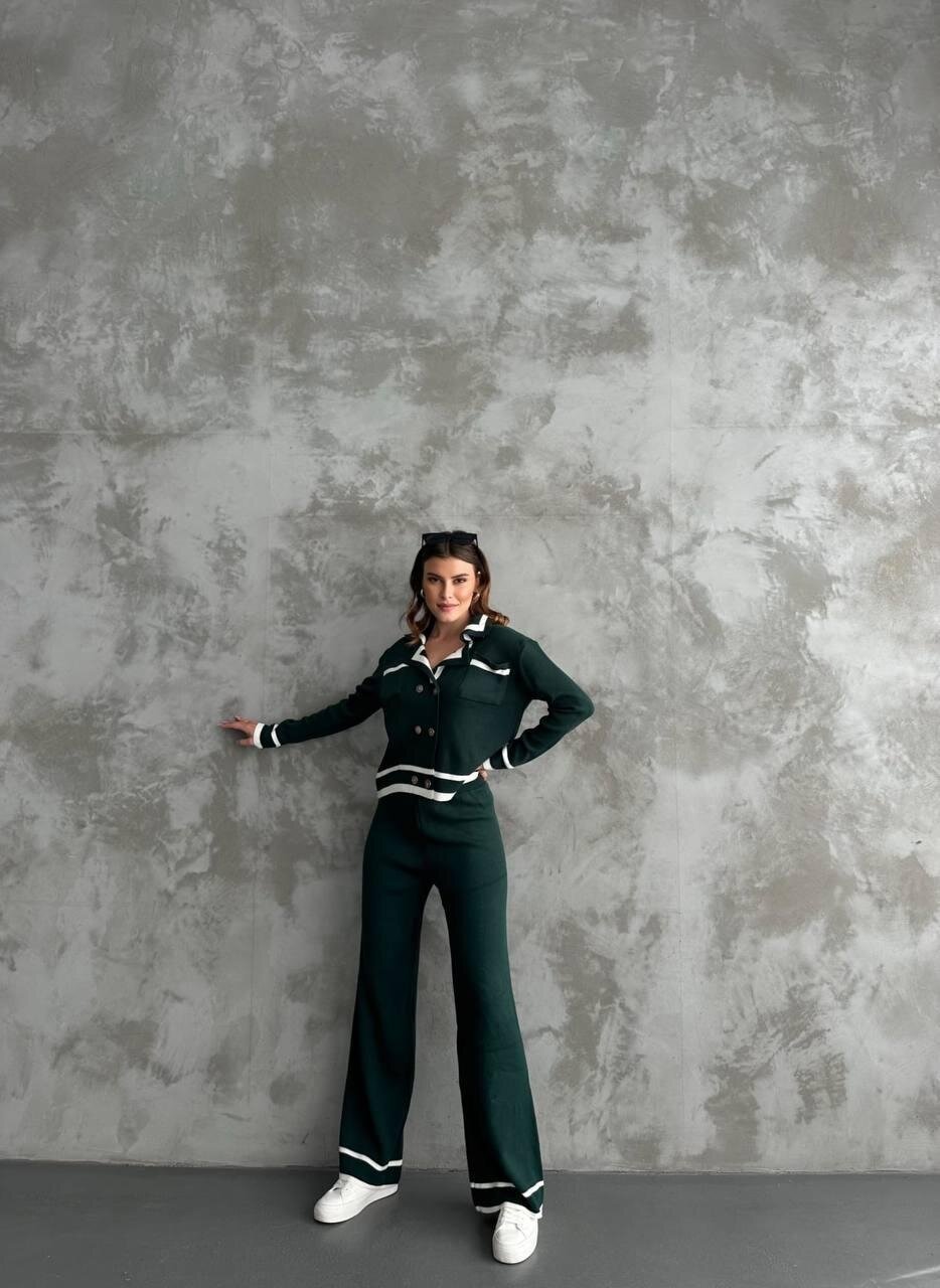 Şerit Detaylı Hırka Pantolon İkili Takım