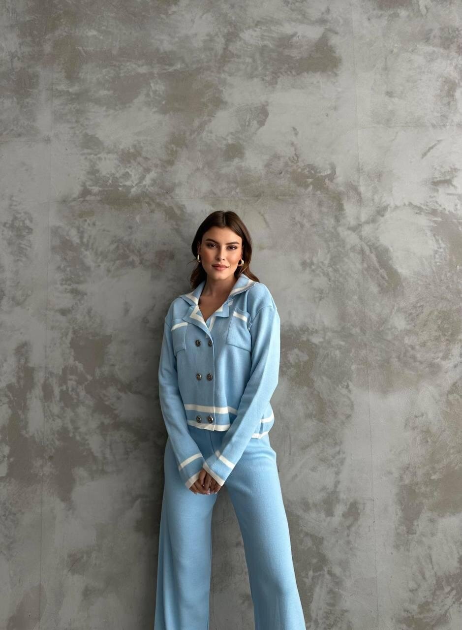 Şerit Detaylı Hırka Pantolon İkili Takım