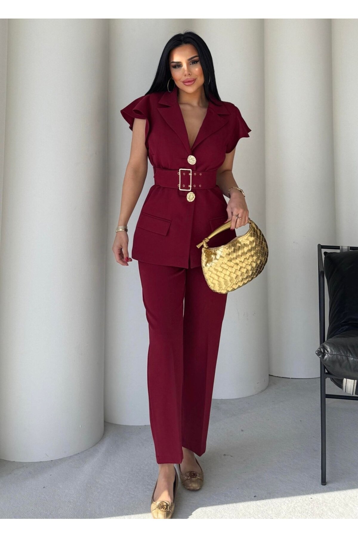 Vatkalı Yelek Pantolon İkili Takım