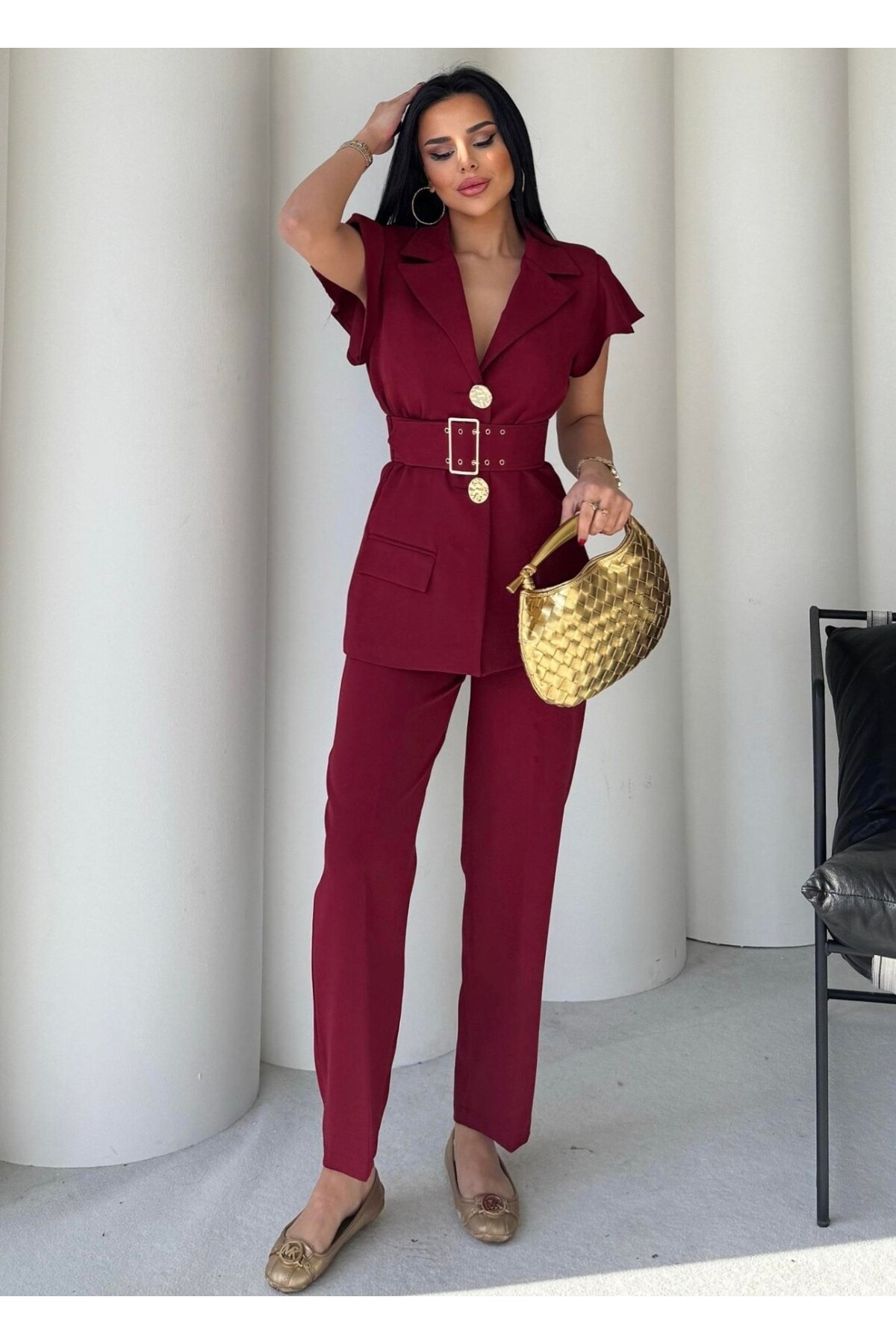 Vatkalı Yelek Pantolon İkili Takım