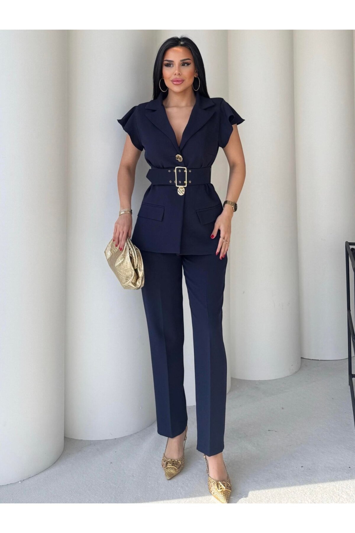 Vatkalı Yelek Pantolon İkili Takım