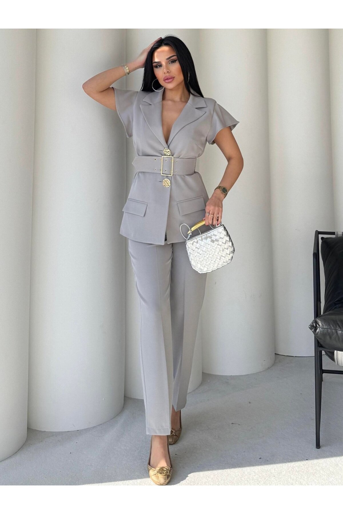 Vatkalı Yelek Pantolon İkili Takım