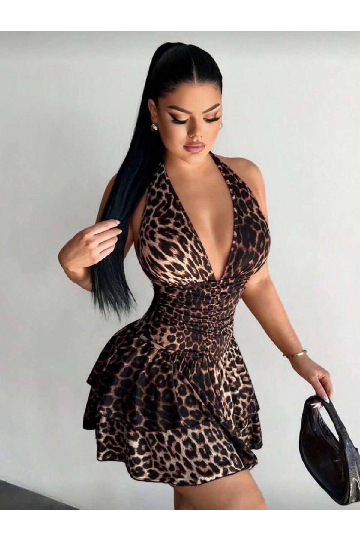 BEL OTURTMALI ASKILI ELBİSE