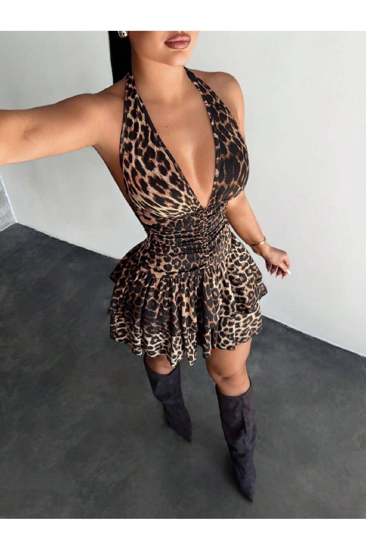 BEL OTURTMALI ASKILI ELBİSE