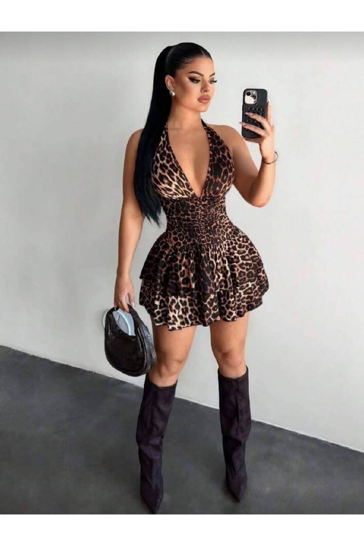 BEL OTURTMALI ASKILI ELBİSE