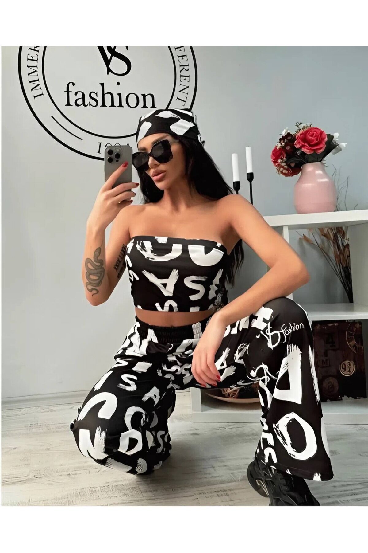 CROP BANDANA DETAYLI TAKIM