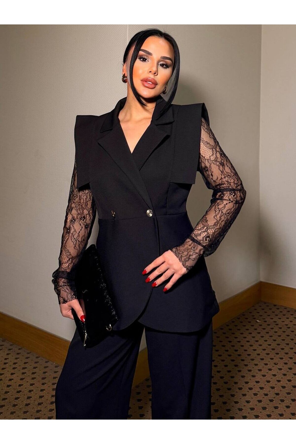 Dantelli Yelek Pantolon Takım