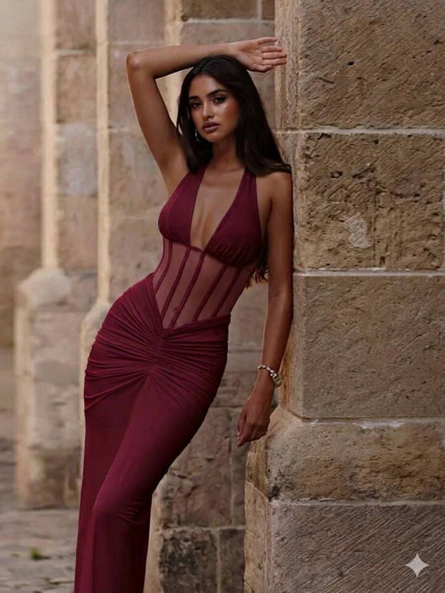 KORSE DETAYLI ŞIK ELBİSE