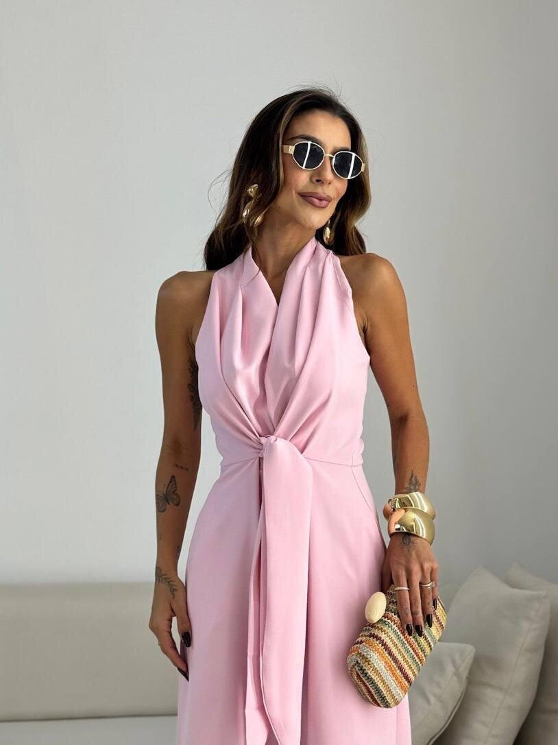 KUŞAK DETAYLI KISA KOLLU TULUM