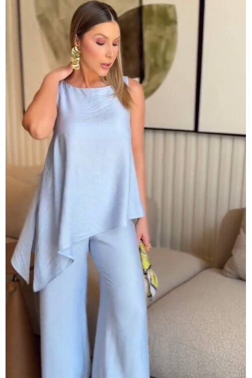 Asimetrik Bluz & Pantolon İkili Takım