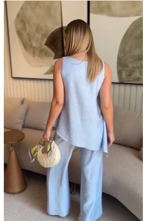 Asimetrik Bluz & Pantolon İkili Takım