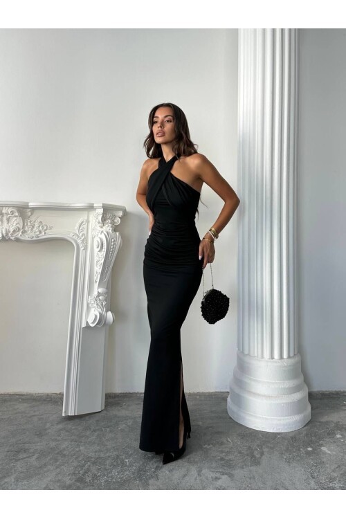 BOYUNDAN BAĞLAMALI ELBİSE