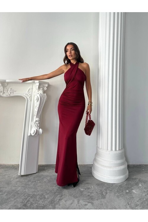 BOYUNDAN BAĞLAMALI ELBİSE