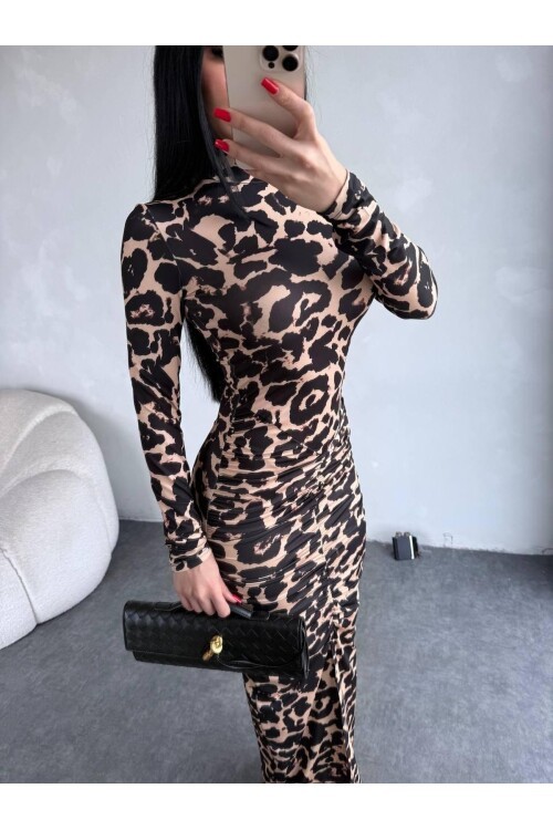 DRAPPE YIRMAÇLI MAXİ ELBİSE