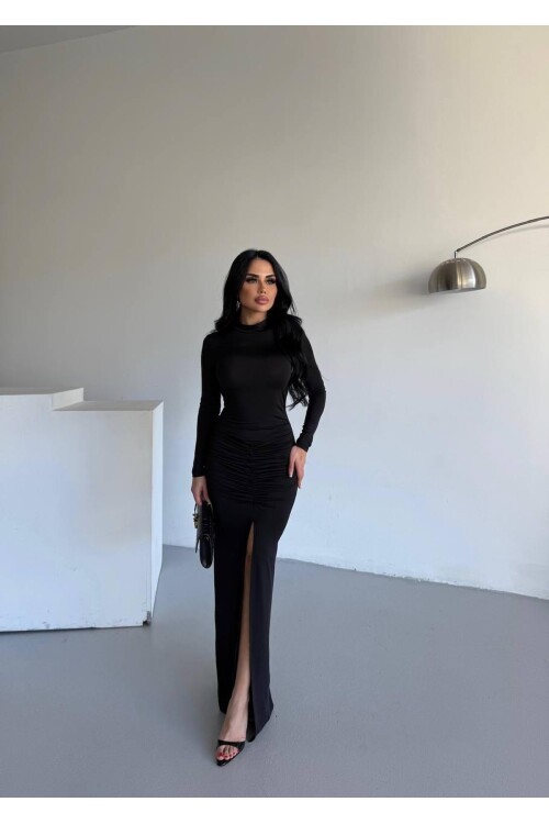 DRAPPE YIRMAÇLI MAXİ ELBİSE