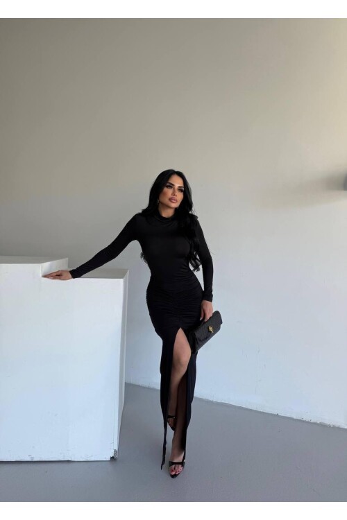 DRAPPE YIRMAÇLI MAXİ ELBİSE