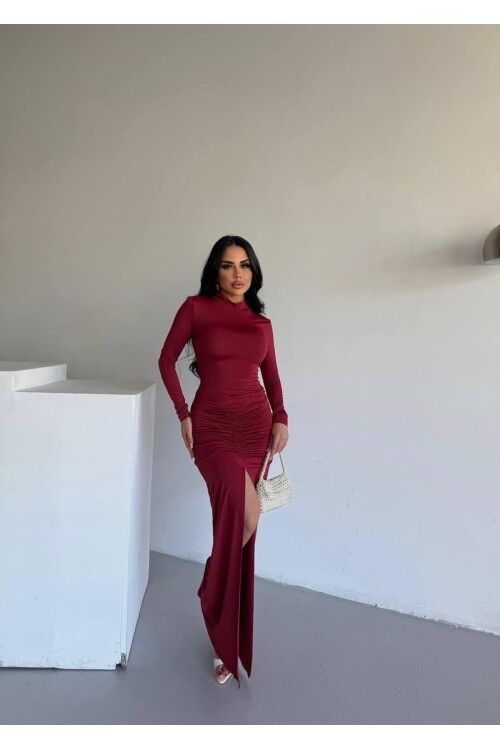 DRAPPE YIRMAÇLI MAXİ ELBİSE