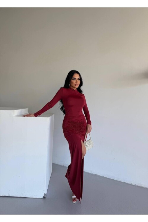 DRAPPE YIRMAÇLI MAXİ ELBİSE
