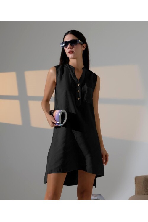 Düğme Detaylı Mini Elbise