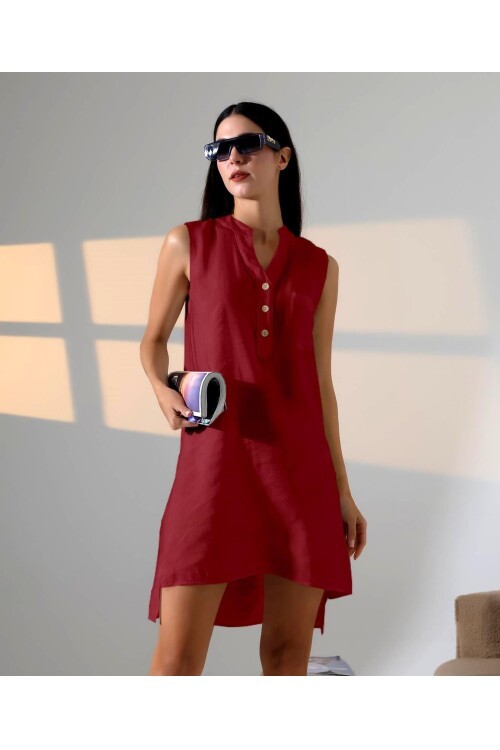 Düğme Detaylı Mini Elbise