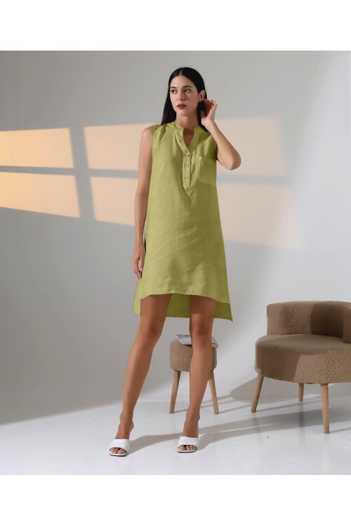 Düğme Detaylı Mini Elbise