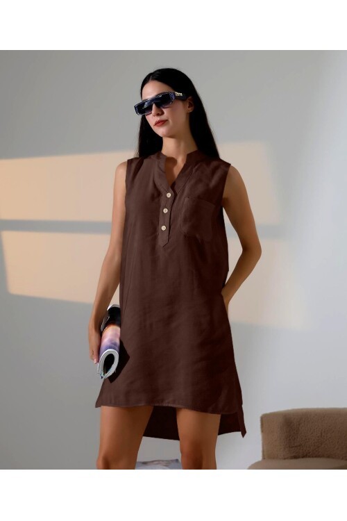 Düğme Detaylı Mini Elbise