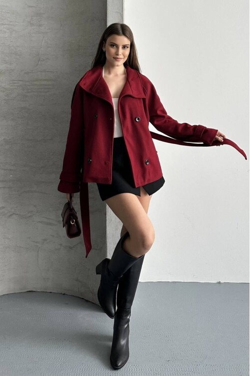 DÜĞMELİ KUŞAKLI KAŞE KISA KABAN